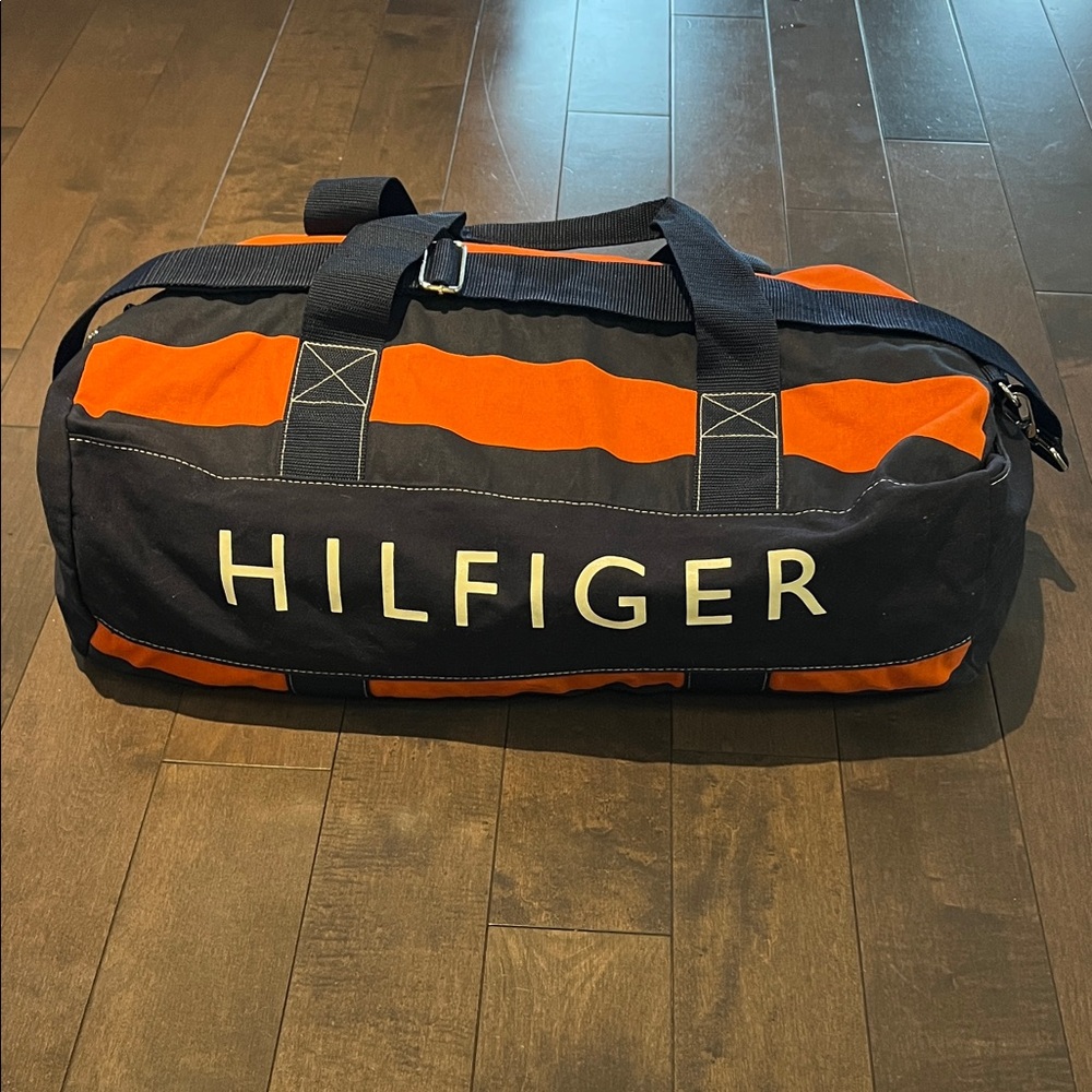 Men's Orange and Black Duffel Bag